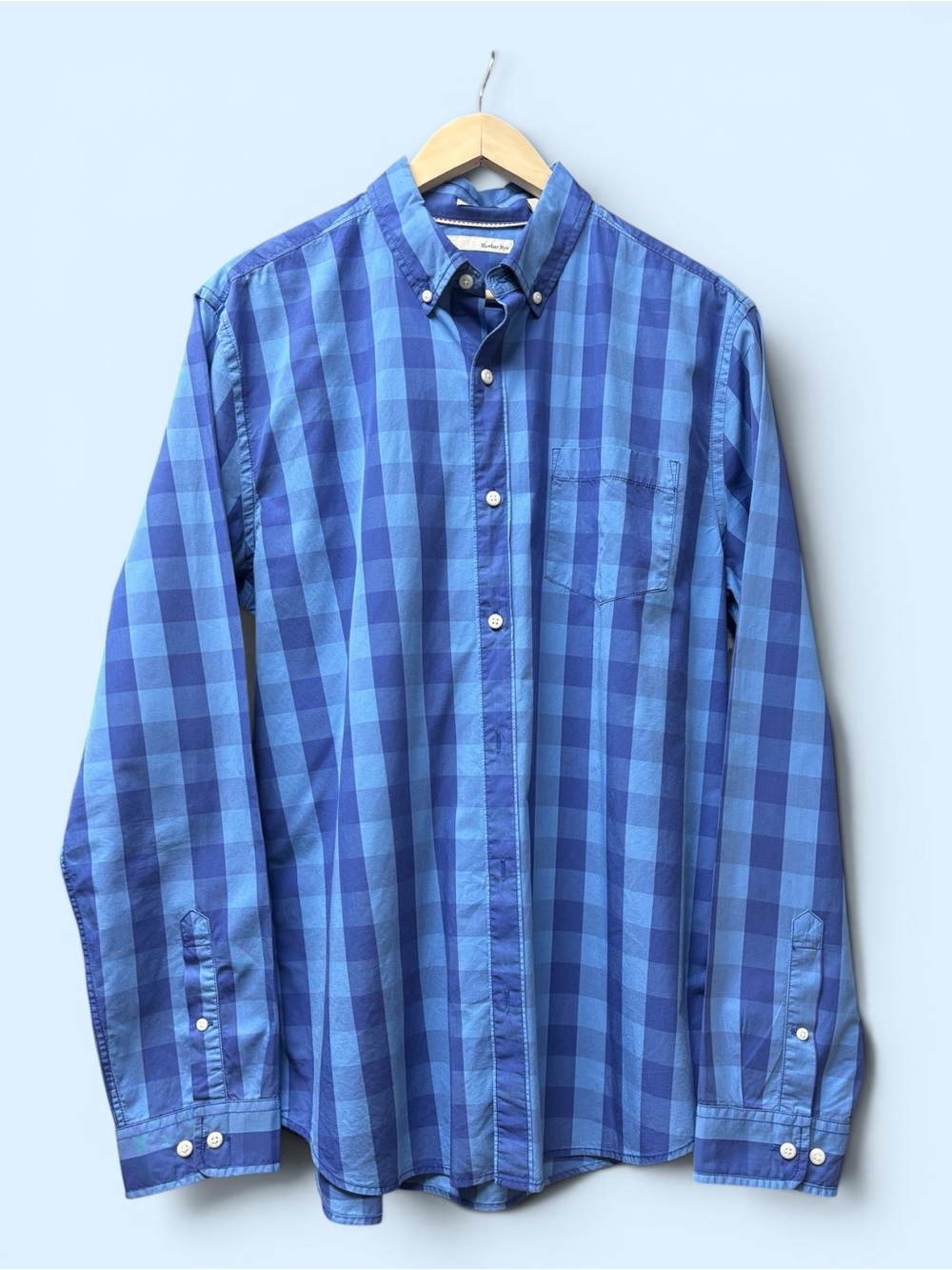 Casual Blue Check Button-Down Shirt by